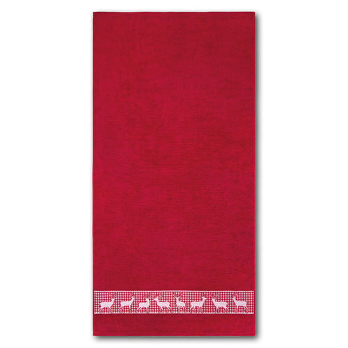 Dyckhoff Frottierserie 'Hirschparade' Handtuch 50 x 100 cm Granat - Rot #