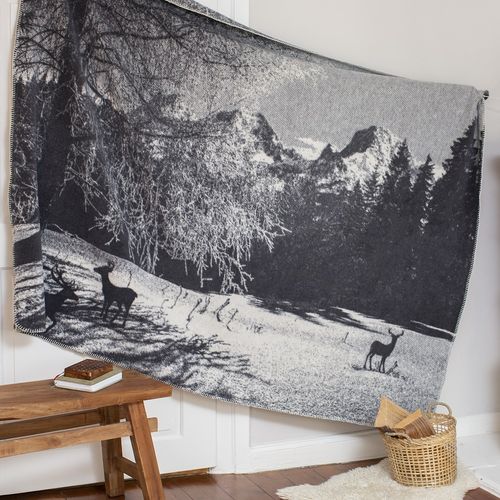 David Fussenegger Kurzflor- Wohndecke Savona 'fotorealist. Winterlandschaf' 150 x 200 cm Anthrazit