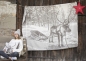 Preview: David Fussenegger Kurzflor- Wohndecke Savona 'Rentier mit Schlitten' 150 x 200 cm Schlamm