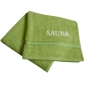 Preview: framsohn Walkfrottier- Saunatuch mit Stick 'SAUNA' 67 x 200 cm