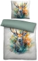 Preview: Biberna Renforcé Digitaldruck Bettwäsche "Hirsch" 135 x 200 cm Natur - Bunt