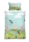 Preview: Biberna Renforcé Kinder - Bettwäsche "Ritterburg" 100 x 135 cm Pistaziengrün