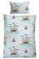 Preview: Biberna Linon Kinder-Bettwäsche 'Schiffe' 100 x 135 cm Ciel - Hellblau