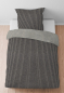Preview: Biberna Melange- Flanell Bettwäsche 'Webstreifen' 135 x 200 cm Titanium