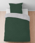 Preview: Biberna Melange- Flanell Bettwäsche 'Uni' 135 x 200 cm Dunkelgrün