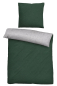 Preview: Biberna Melange- Flanell Bettwäsche 'Uni' 135 x 200 cm Dunkelgrün