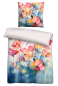 Preview: Biberna Tencel Bettwäsche 'Aquarell Blumen' 135 x 200 cm Taubenblau