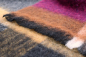 Preview: Biederlack Fransenplaid 'Mohair Look' 130 x 190 cm Anthrazit - Violett