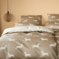 Preview: elegante Mako-Satin Bettwäsche 'Dogs' 135 x 200 cm Natur - Beige