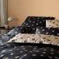 Preview: elegante Mako-Satin Bettwäsche 'Paws' 135 x 200 cm Schwarz - Beige