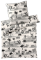 Preview: elegante Mako-Satin Bettwäsche 'Jungle Graphic' 135 x 200 cm Schwarz - Sand