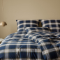 Preview: elegante Soft- Flanell Bettwäsche 'Westminster' 135 x 200 cm Blau