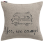 Preview: David Fussenegger Kissenhülle Silvretta 'Yes, we camp' 50 x 50 cm Rauch - Beige