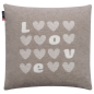 Preview: David Fussenegger Kissenhülle Silvretta 'Herzen/Love' 40 x 40 cm Rauch- Beige