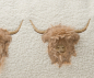 Preview: Gözze gefülltes Kissen 'Stierköpfe' 30 x 50 cm Beige