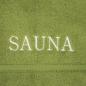 Preview: framsohn Walkfrottier- Saunatuch mit Stick 'SAUNA' 67 x 200 cm