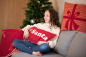 Preview: David Fussenegger Kissen gefüllt Silvretta 'I love santa' 30 x 50 cm Bordeaux- Rot