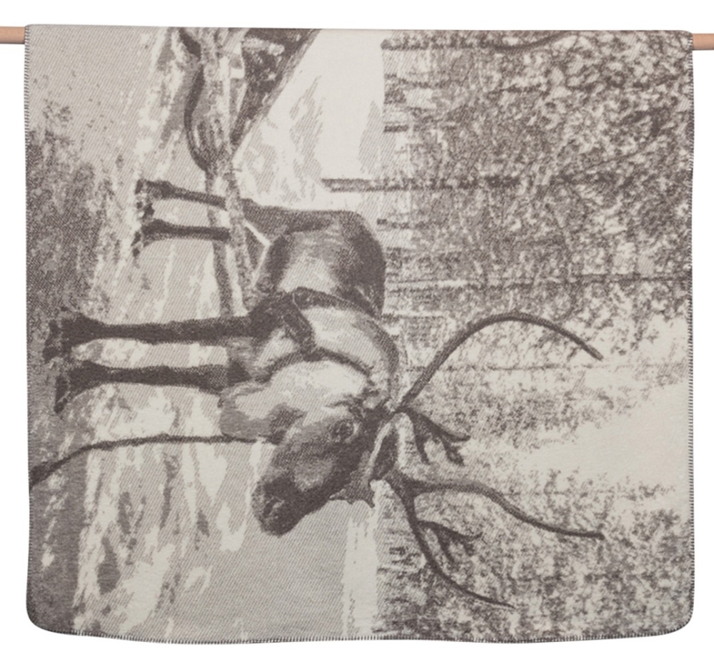 David Fussenegger Kurzflor- Wohndecke Savona 'Rentier mit Schlitten' 150 x 200 cm Schlamm
