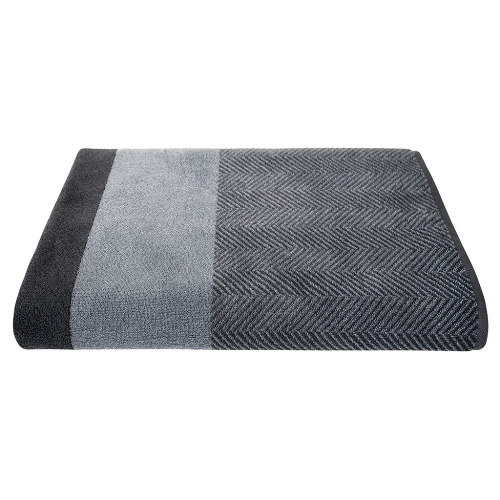 Preview: Dyckhoff Saunatuch 'Two-Tone Stripe' 100 x 200 cm Silber Farbe Grau
