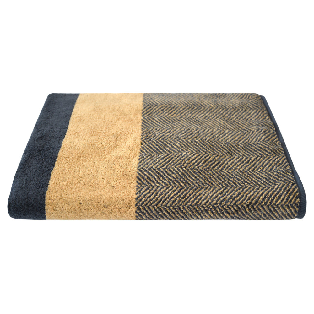 Preview: Dyckhoff Saunatuch 'Two-Tone Stripe' 100 x 200 cm Gold Farbe Gelb