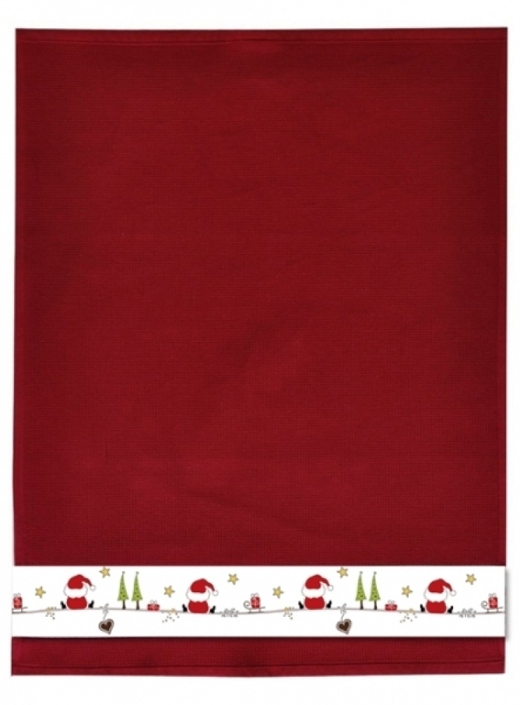 framsohn Geschirrtuch Waffel 'Xmas Santa' 50 x 70 cm