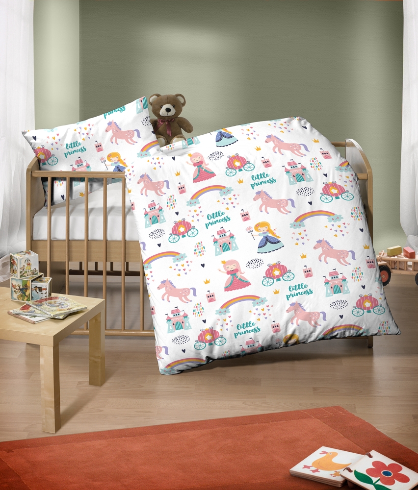 Biberna Feinbiber Kinder - Bettwäsche 'Little Princess' 100 x 135 cm Weiß