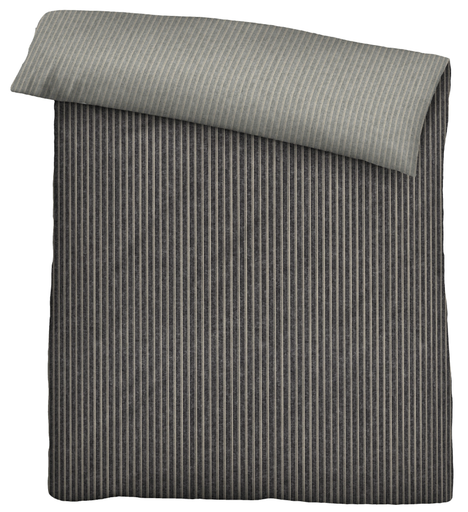 Preview: Biberna Melange- Flanell Bettwäsche 'Webstreifen' 135 x 200 cm Titanium