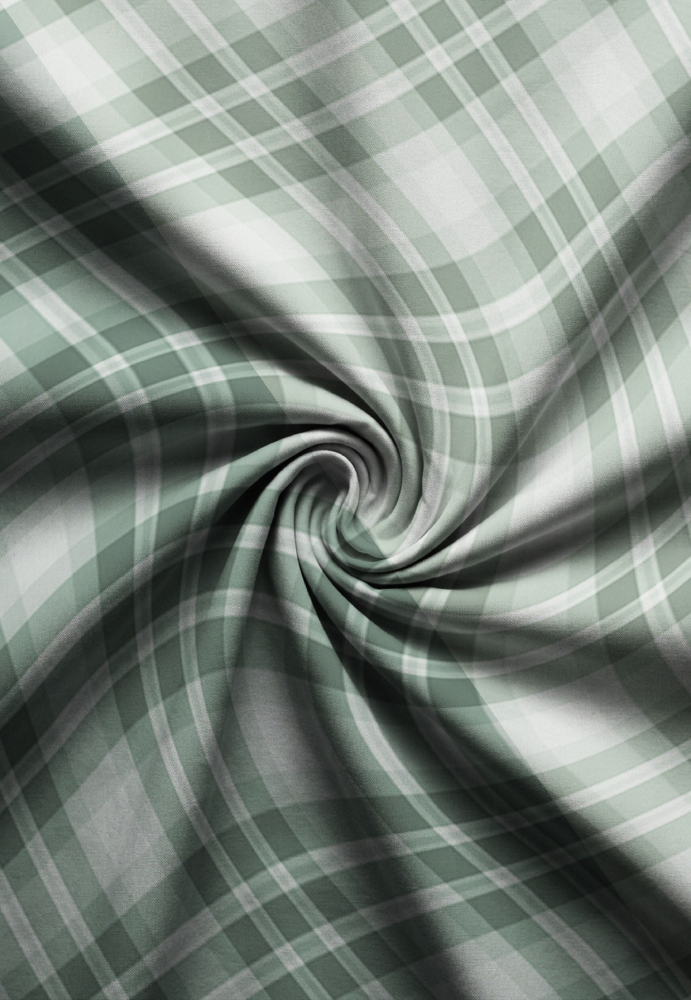 Preview: Biberna Feinbiber Bettwäsche 'Karo Tartan' 135 x 200 cm Salbei