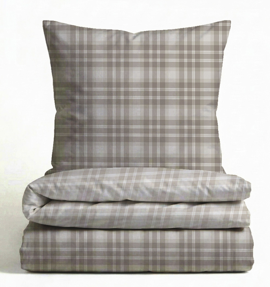 Biberna Feinbiber Bettwäsche 'Karo Tartan' 135 x 200 cm Kitt