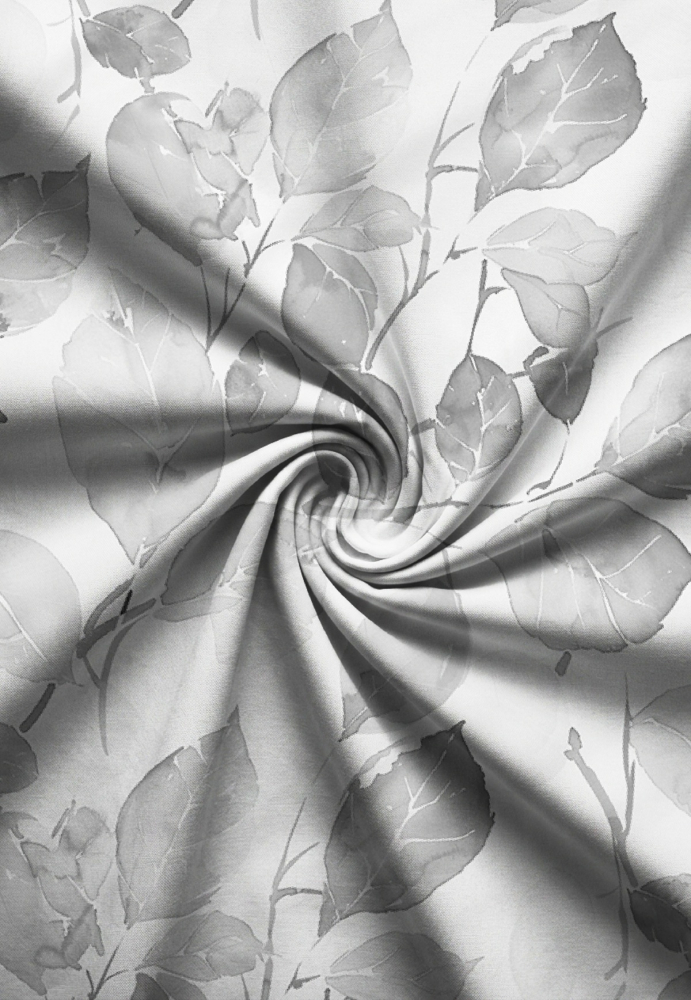 Preview: Biberna Feinbiber Bettwäsche 'Blätter' 135 x 200 cm Sturmgrau