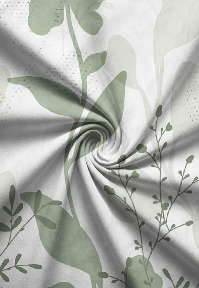 Preview: Biberna Feinbiber Bettwäsche 'Wiesenflora' 135 x 200 cm Salbei