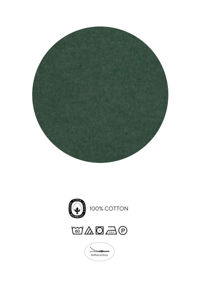 Biberna Melange- Flanell Bettwäsche 'Uni' 135 x 200 cm Dunkelgrün