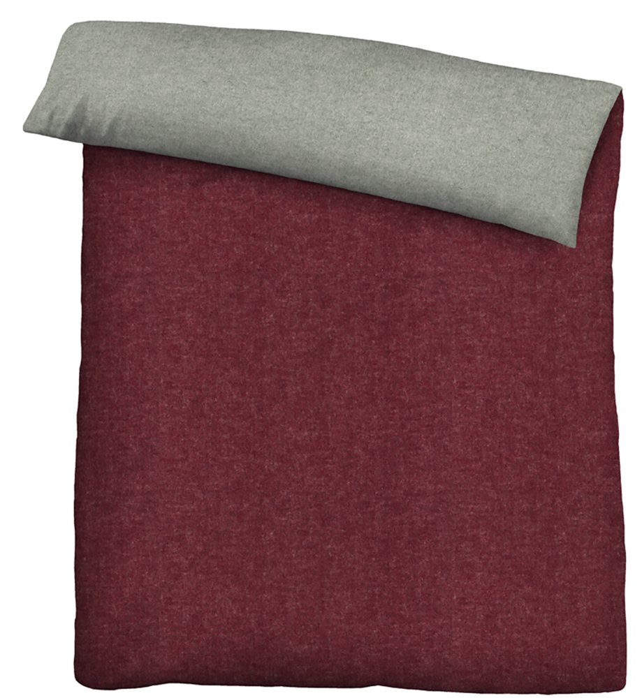 Preview: Biberna Melange- Flanell Bettwäsche 'Uni' 135 x 200 cm Burgund