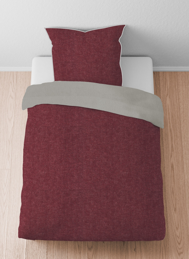 Biberna Melange- Flanell Bettwäsche 'Uni' 135 x 200 cm Burgund