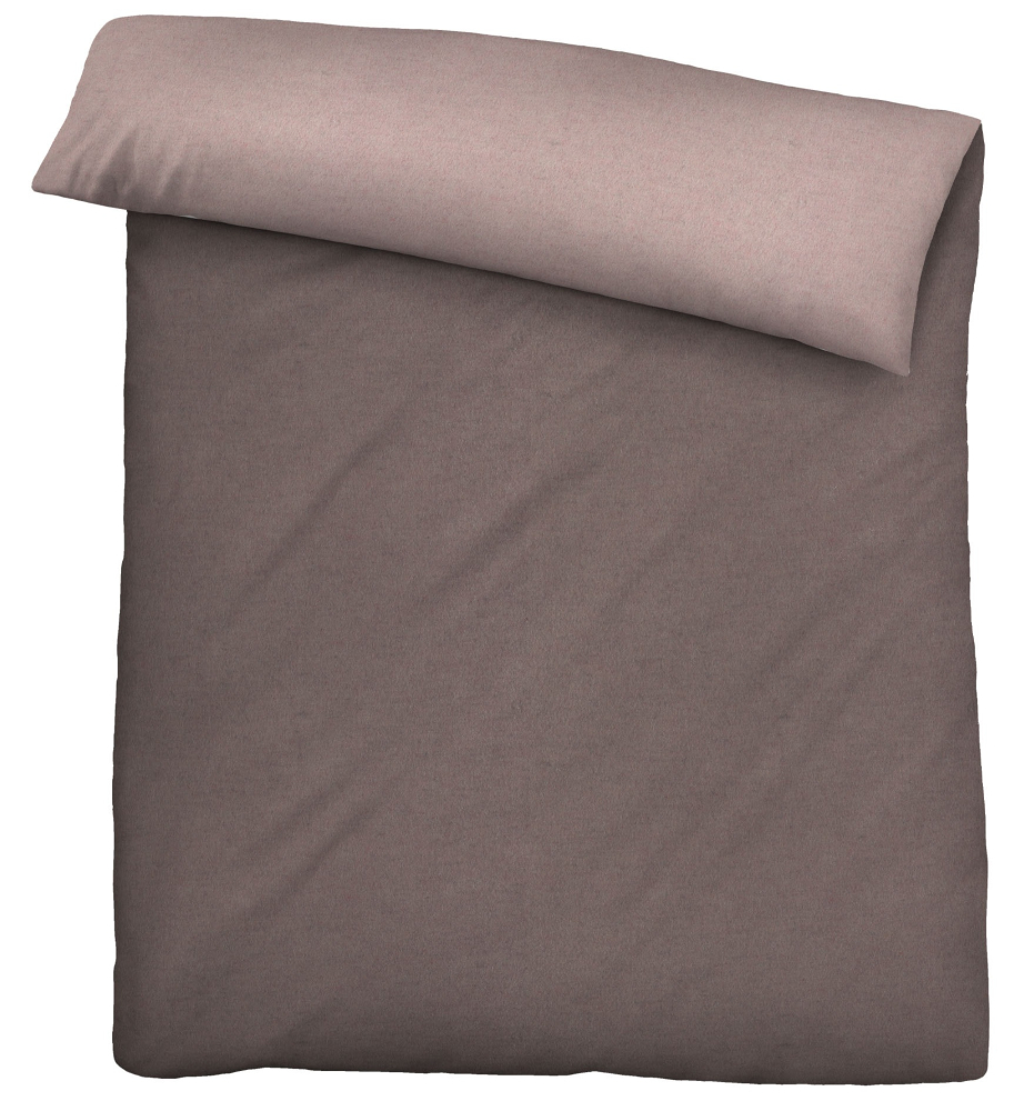 Preview: Biberna Melange- Flanell Bettwäsche 'Uni' 135 x 200 cm Braun