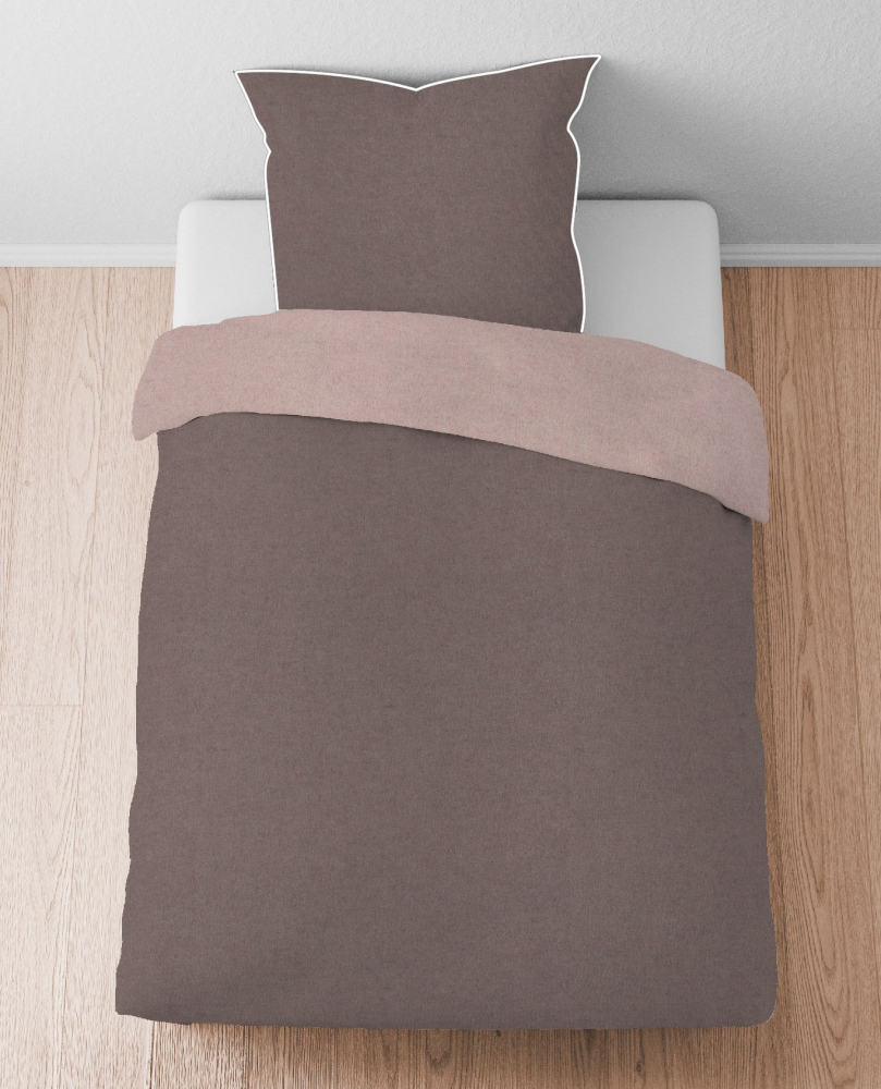 Biberna Melange- Flanell Bettwäsche 'Uni' 135 x 200 cm Braun