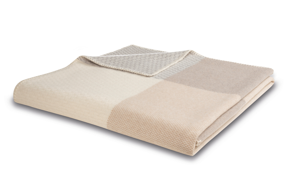 Biederlack Merino-Wolldecke 'Frame' 150 x 200 cm Beige