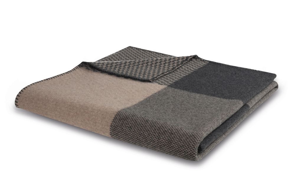 Biederlack Merino-Wolldecke 'Frame' 150 x 200 cm Braun