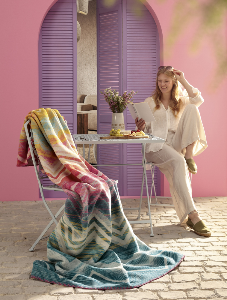 Preview: Biederlack Wohn- und Kuscheldecke 'Riviera Mirage' 150 x 200 cm Bunt