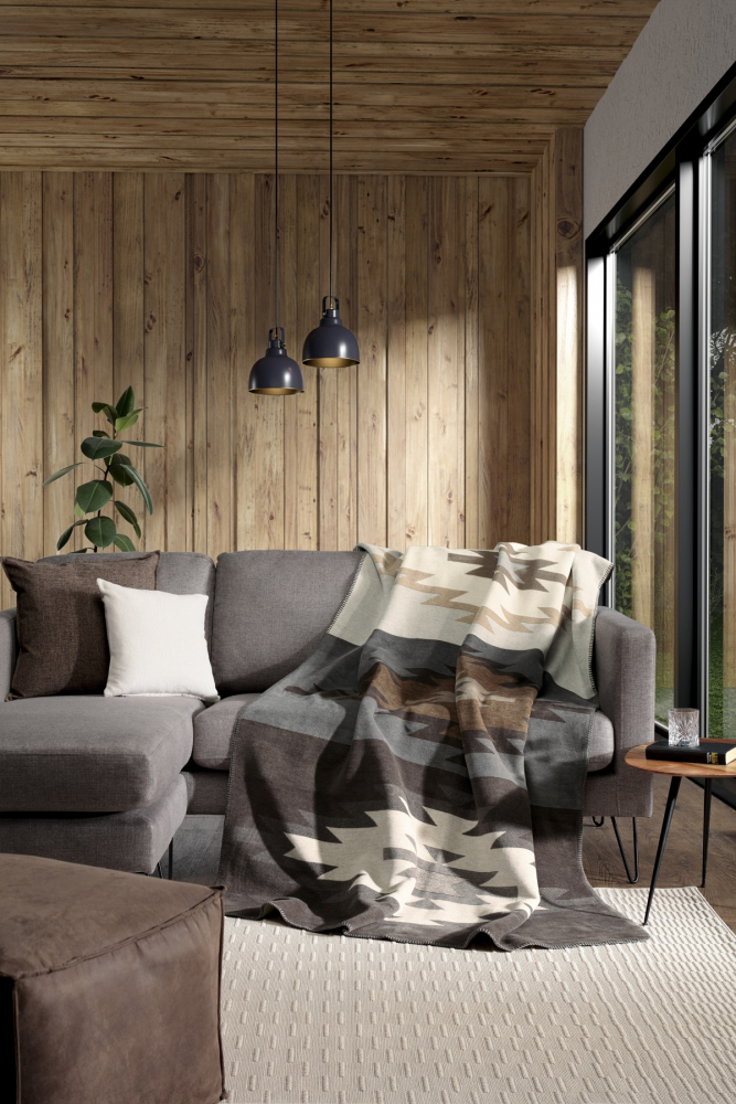 Preview: Biederlack Wohn- und Kuscheldecke 'Pure Ethno' 150 x 200 cm Natur