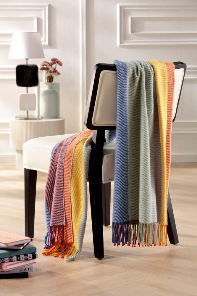 Preview: Biederlack Wollplaid 'Colour Lines' 130 x 170 cm Bunt