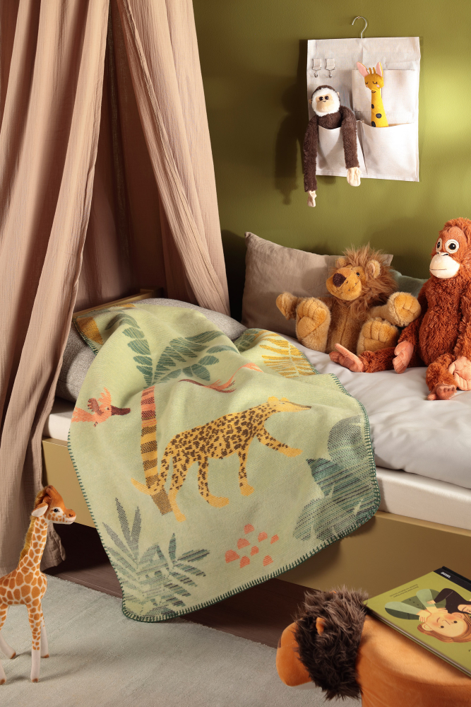 Biederlack Babydecke 'Wildlife' 75 x 100 cm Grün
