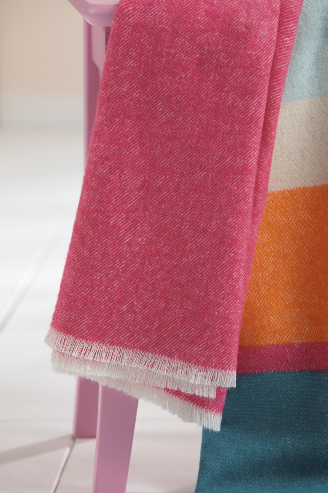Biederlack Fransenplaid 'Happy Stripe' 130 x 170 cm Bunt