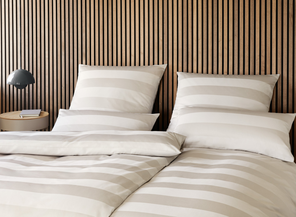 Preview: elegante Mako-Satin Bettwäsche 'En Bloc' 135 x 200 cm Kiesel