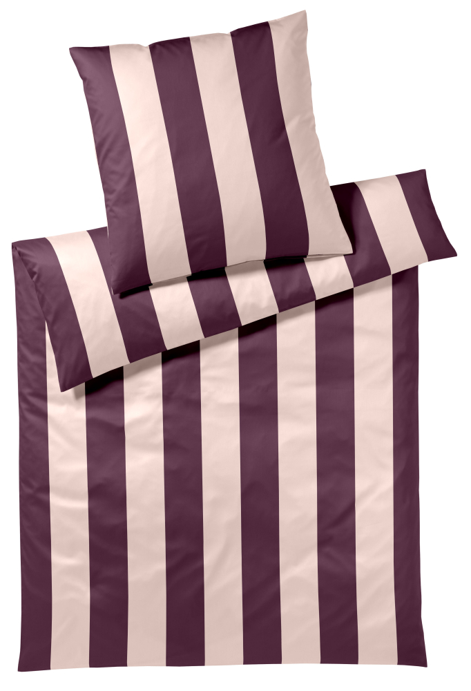 Preview: elegante Mako-Satin Bettwäsche 'Duo' 135 x 200 cm Rosé - Wine
