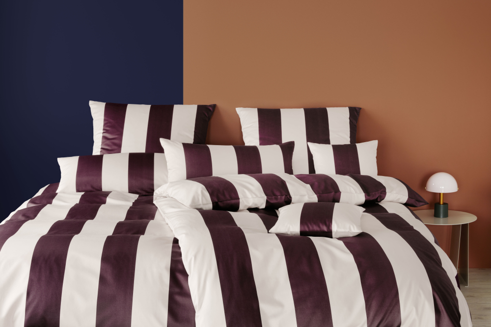 elegante Mako-Satin Bettwäsche 'Duo' 135 x 200 cm Rosé - Wine