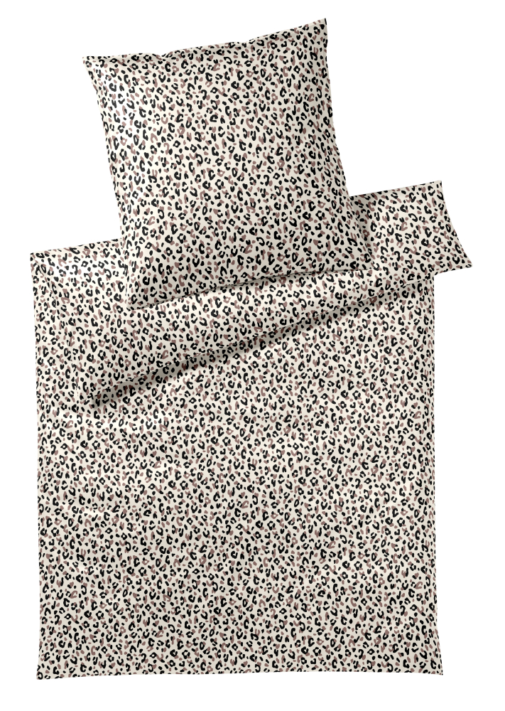 elegante Mako-Satin Bettwäsche 'Leolook' 135 x 200 cm Schwarz - Sand