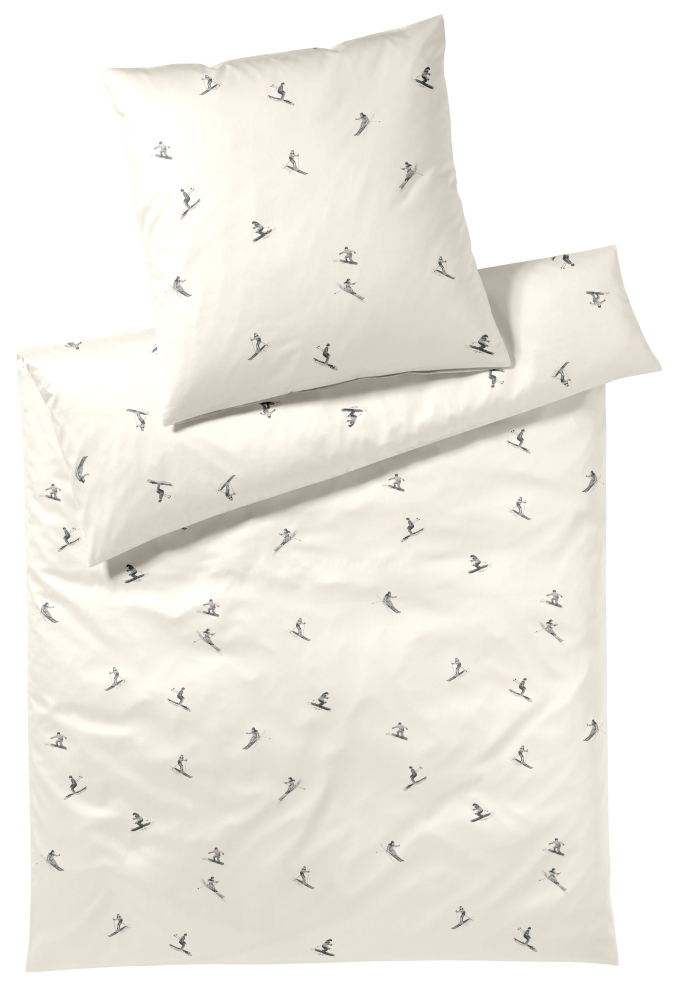 elegante Mako-Satin Bettwäsche 'Mono Ski' 135 x 200 cm Graphit - Grau