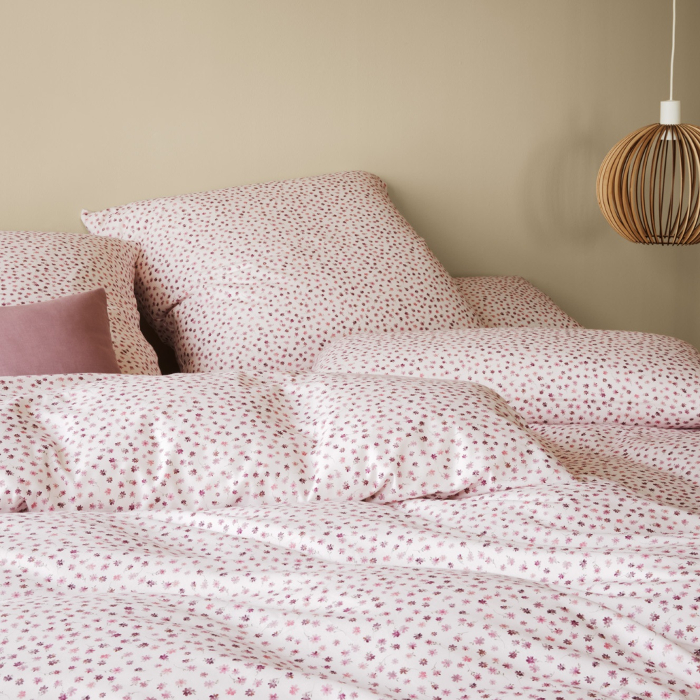 elegante Soft- Flanell Bettwäsche 'Preppy' 135 x 200 cm Beere - Rosa