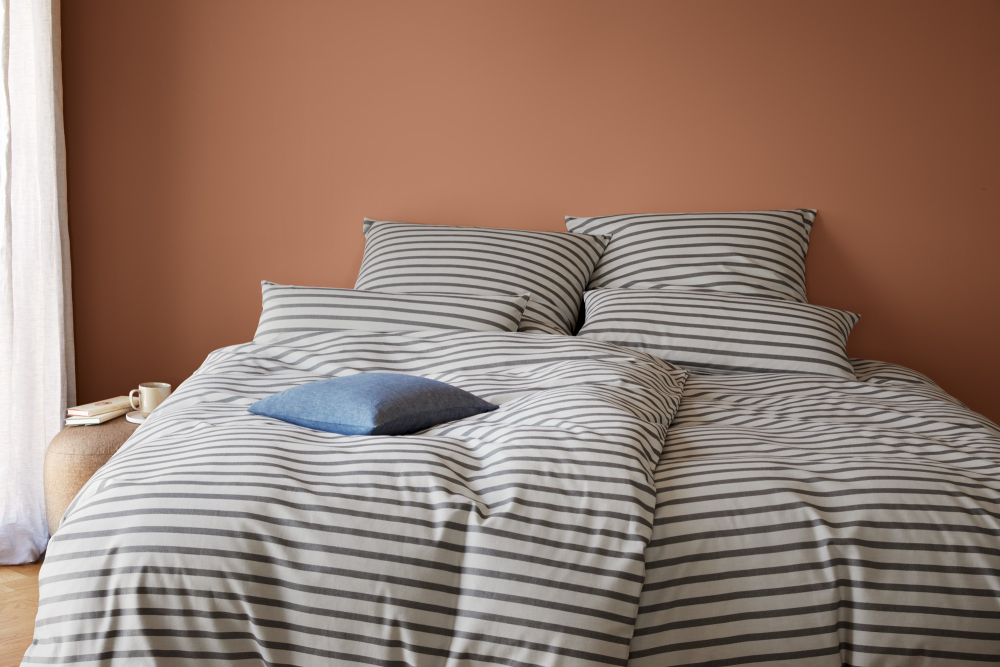 elegante Soft- Flanell Bettwäsche 'Inverness' 135 x 200 cm Kiesel - Grau